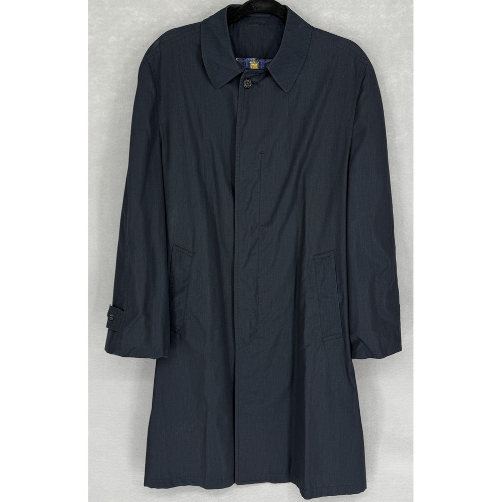 Vintage Gleneagles Coat Mens 40 Black Charcoal American Traveler Rain Trench 70s